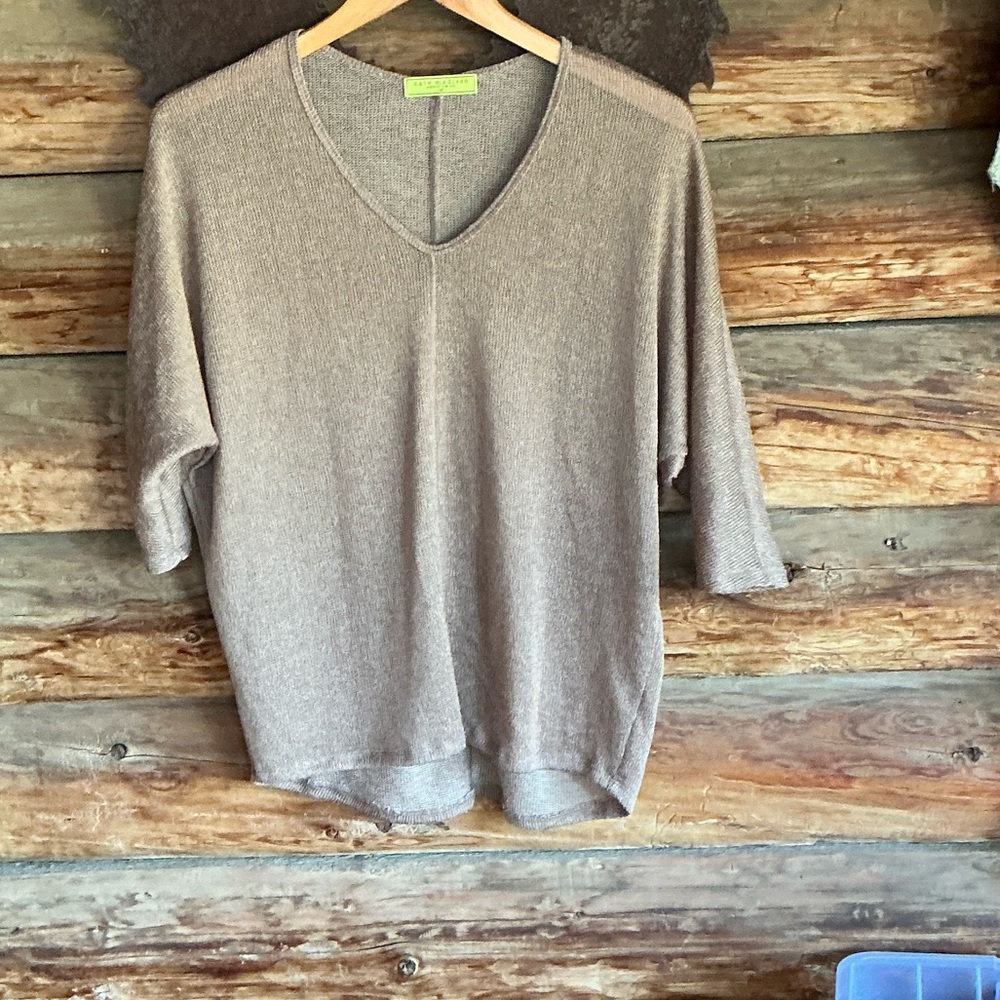 Elegant V-Neck Sweater in Taupe